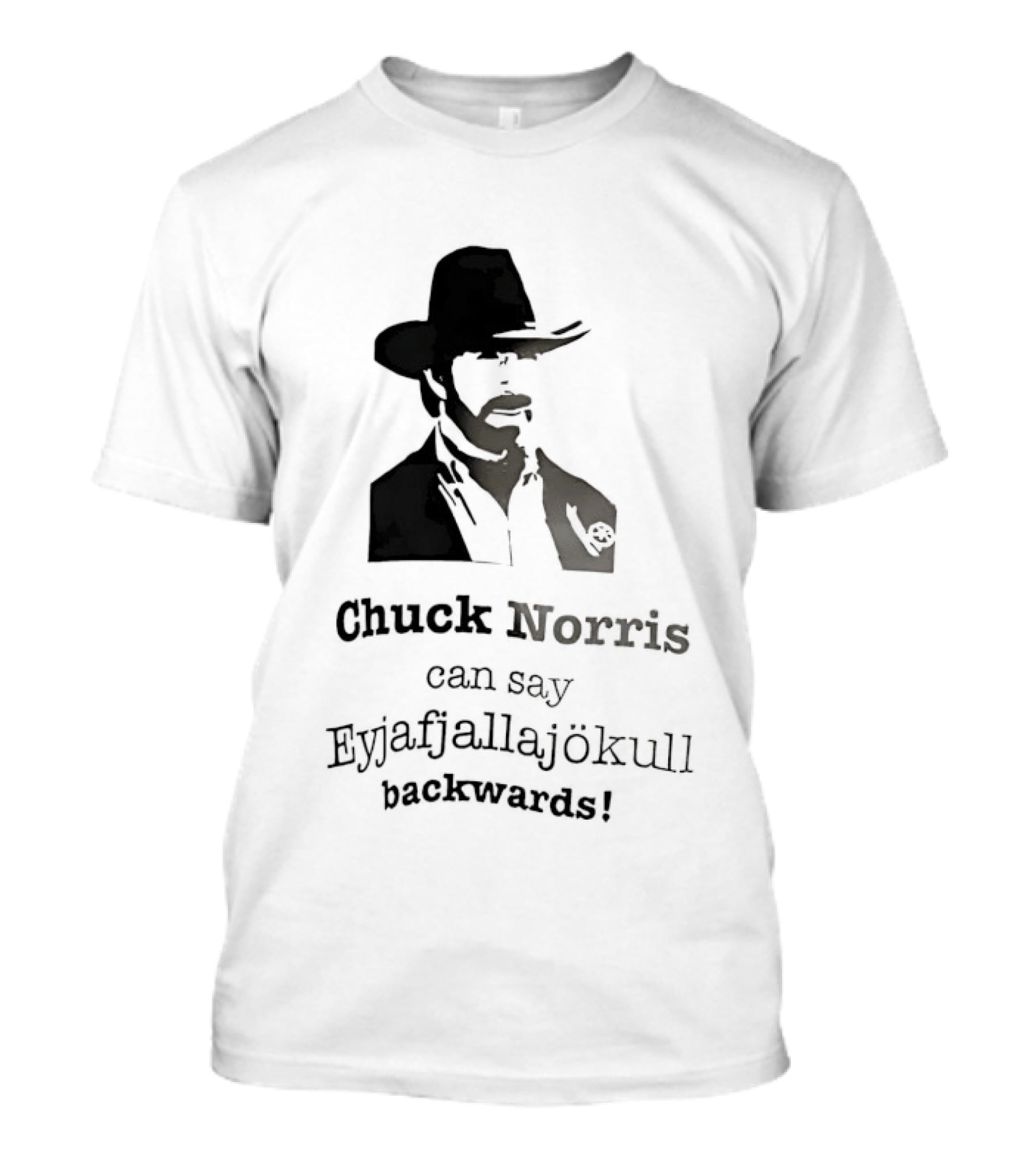 Chuck Norris Can Say Eyjafjallajokull Backwards Cowboy Hat Beard T-Shirt
