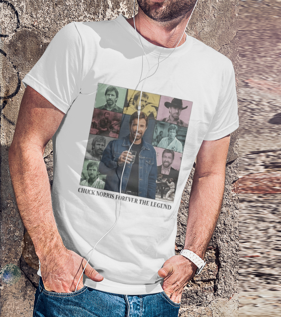 Chuck Norris Forever The Legend Iconic Moments Collage T-Shirt
