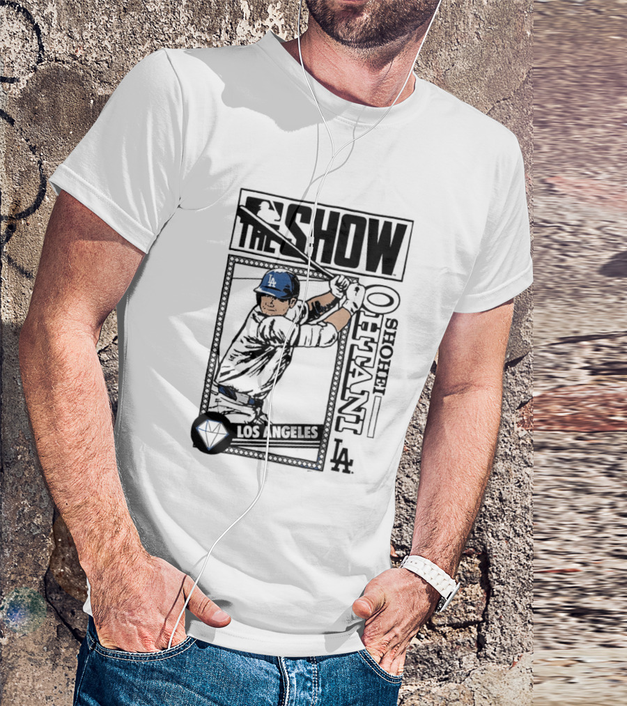Shohei Ohtani 17 MLB The Show Los Angeles Dodgers Caricature T-Shirt