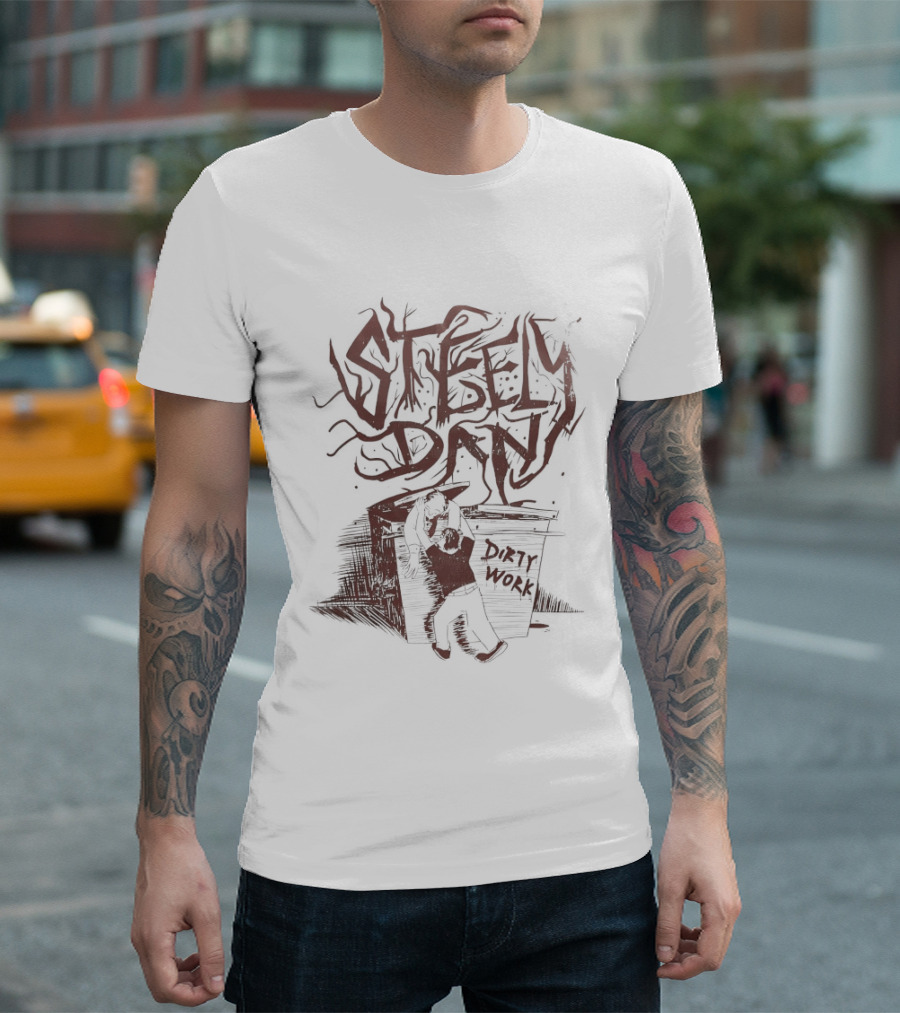 Steely Dan Dirty Work Album Artistic Block Lettering T-Shirt