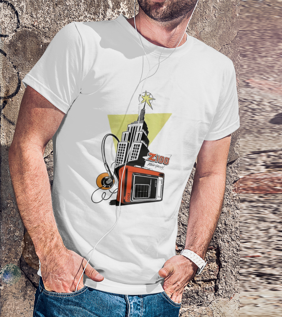 Z100 New York Retro Radio And Empire State Building Star T-Shirt