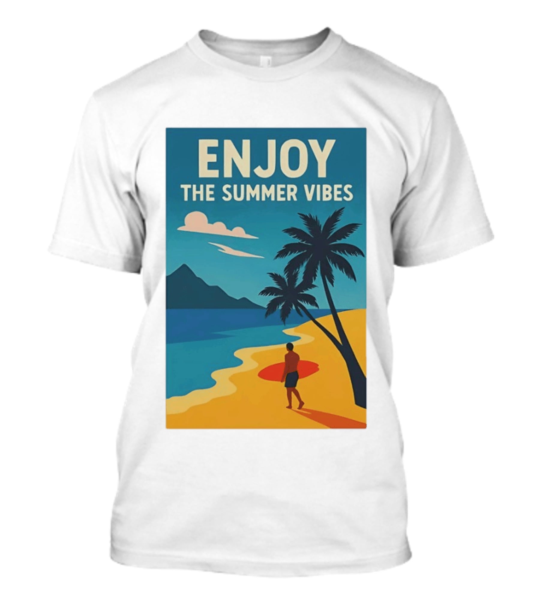 Enjoy The Summer Vibes Ocean Beach Sunset Scene T-Shirt