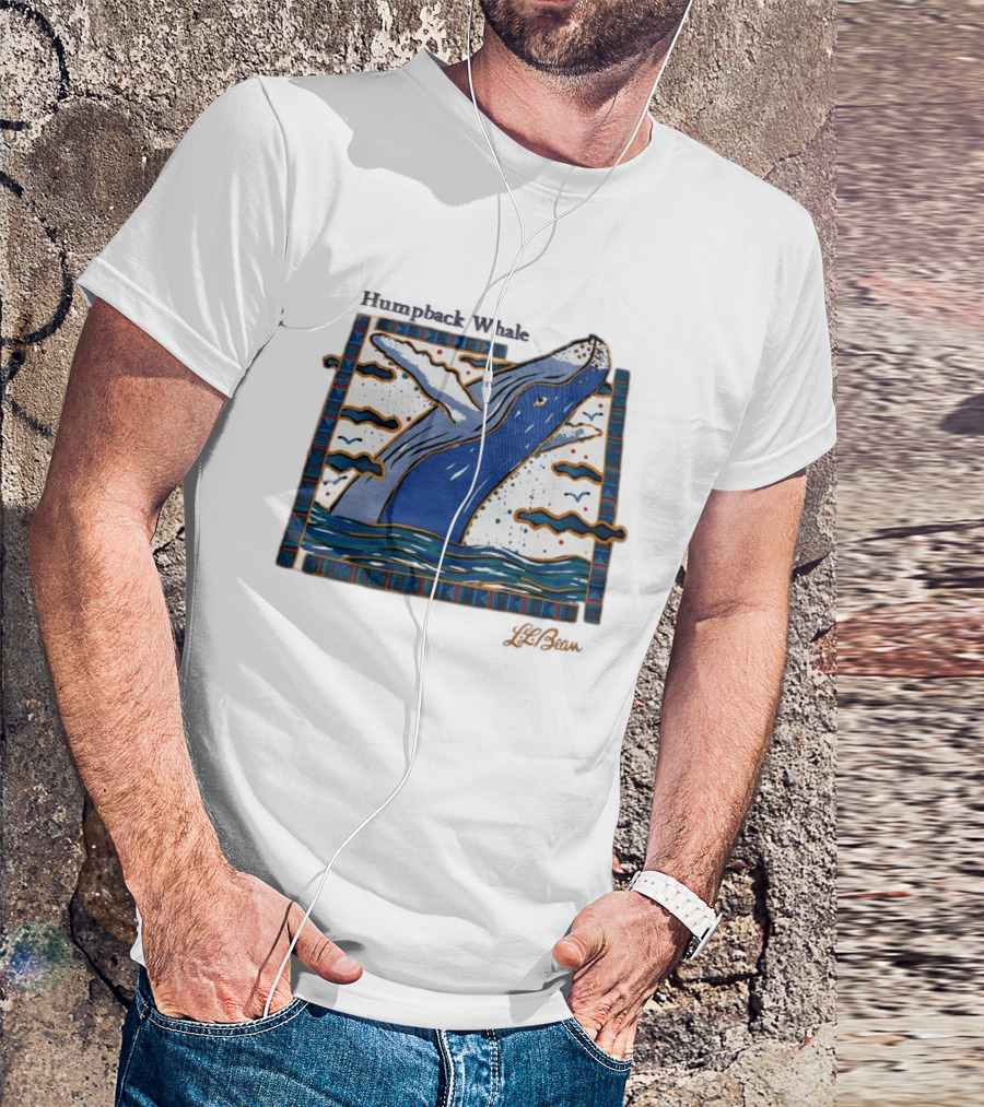 Humpback Whale Maritime Art 1990s Vibe Splashing Waves And Clouds Scene T-Shirt