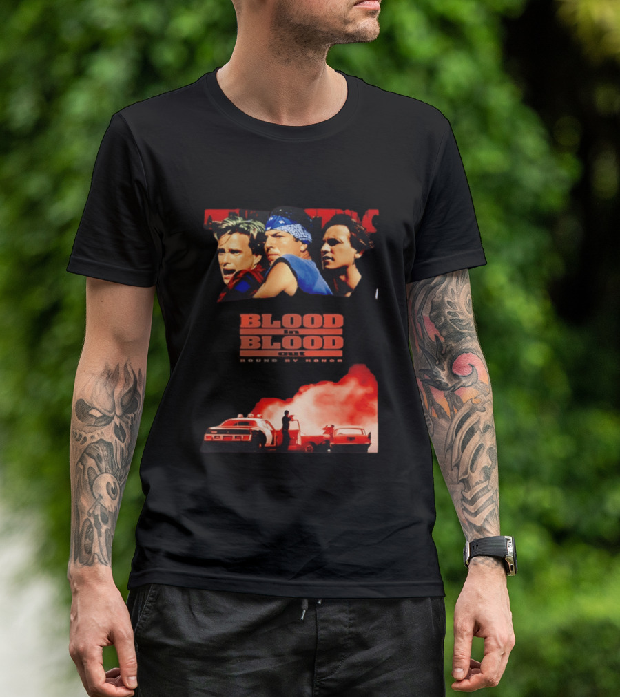 Blood In Blood Out Movie Latino Bound By Honor Dramatic Trio And Intense Action Scene T-Shirt
