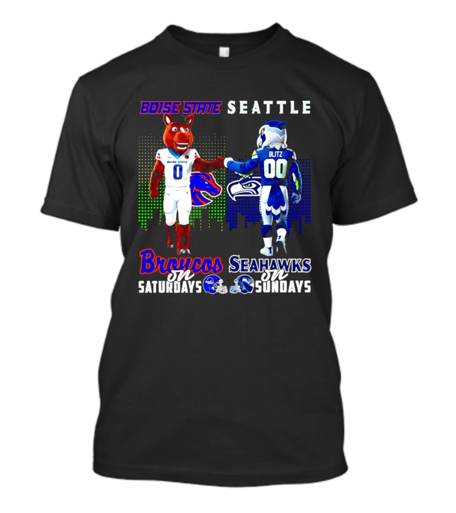 Boise State Broncos Saturdays Seattle Seahawks Sundays Skyline T-Shirt