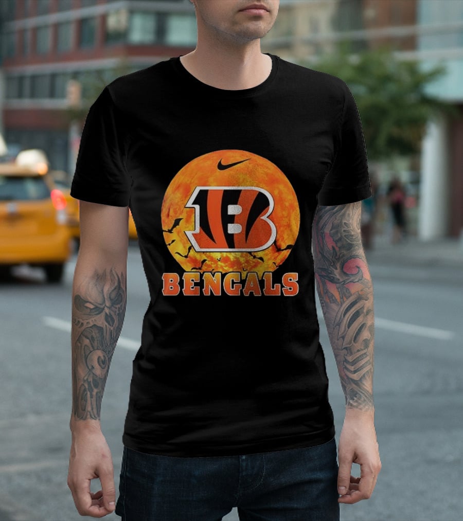 Cincinnati Bengals Halloween Nike Bats Pumpkin T-Shirt