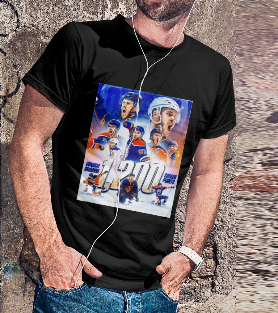 Connor McDavid 1200 Career Points NHL Record T-Shirt