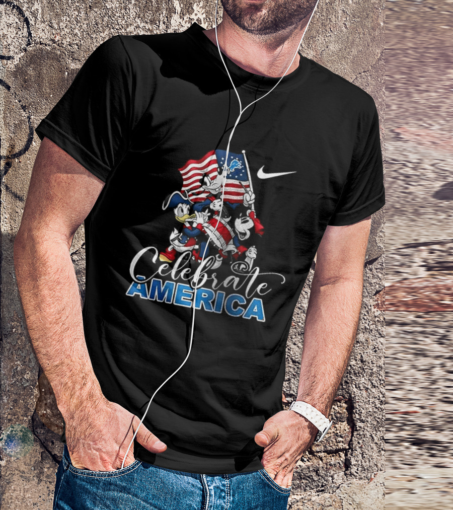 Detroit Lions Mickey Mouse Celebrate America 250th Anniversary Nike T-Shirt