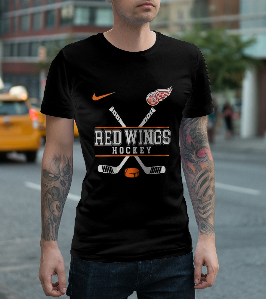 Detroit Red Wings Hockey Nike Collaboration With Harley Davidson T-Shirt