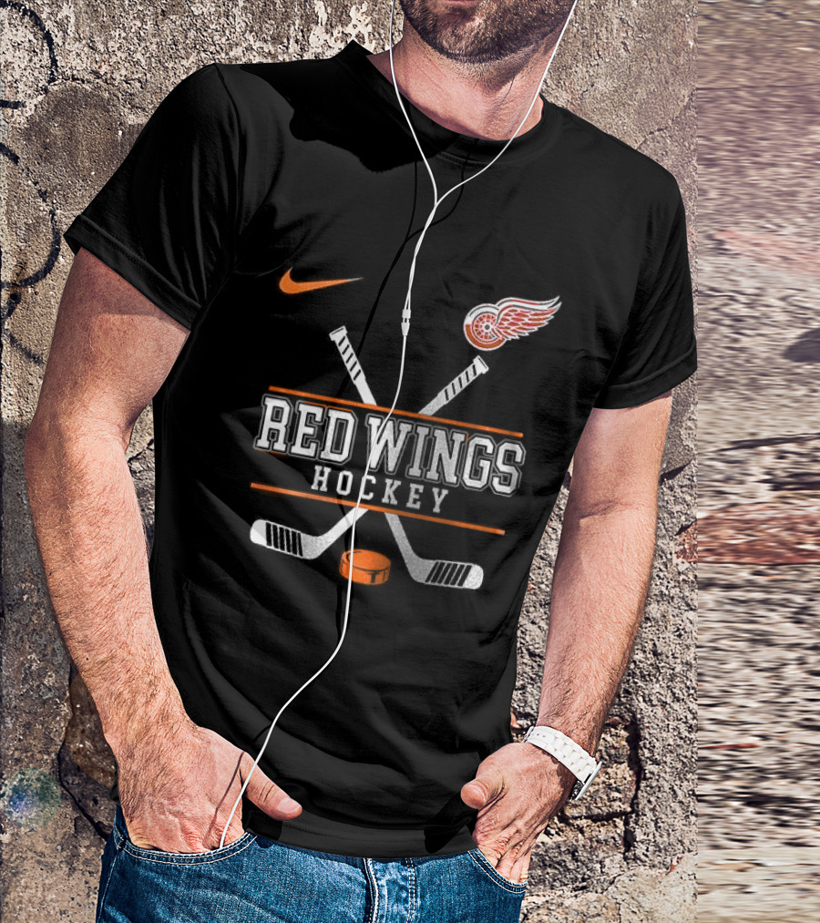 Detroit Red Wings Hockey Nike Collaboration With Harley Davidson T-Shirt