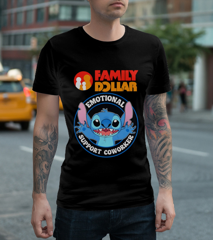 Family Dollar Emotional Support Coworker Stitch T-Shirt