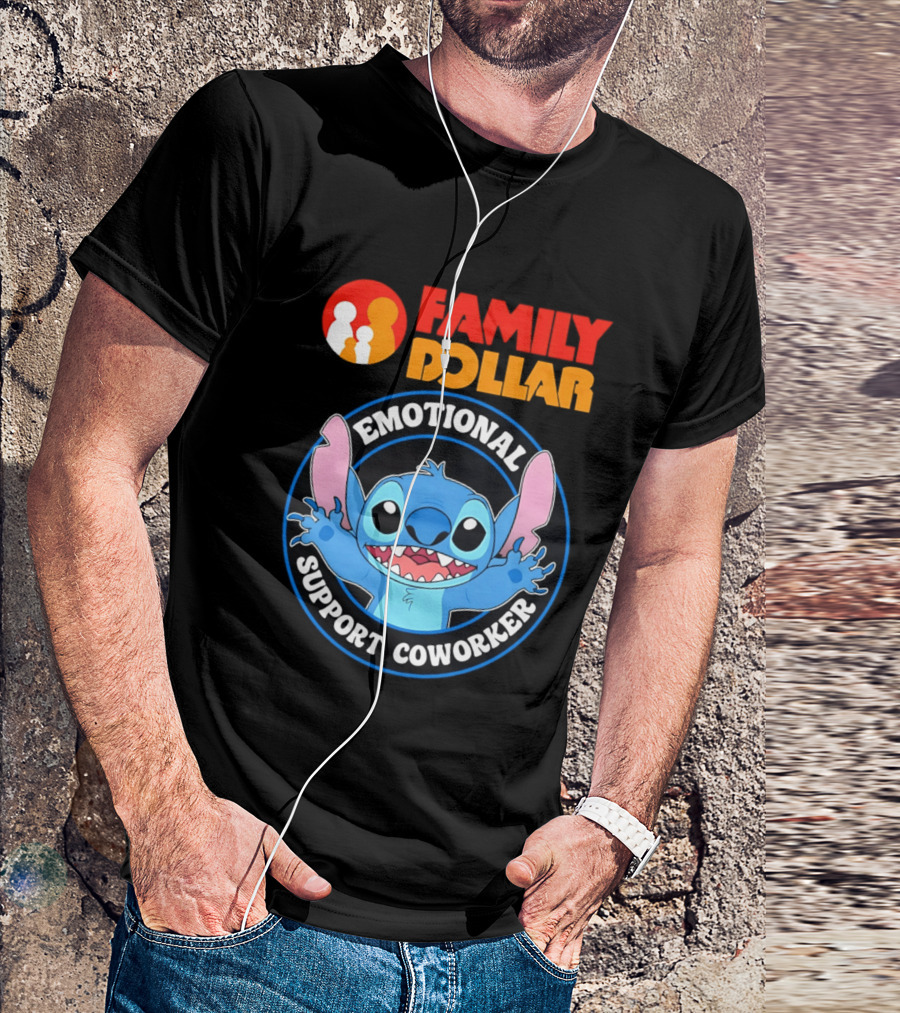 Family Dollar Emotional Support Coworker Stitch T-Shirt