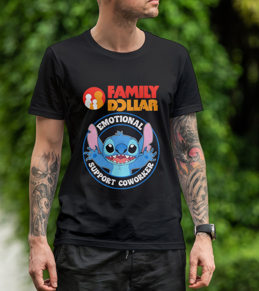 Family Dollar Emotional Support Coworker Stitch T-Shirt