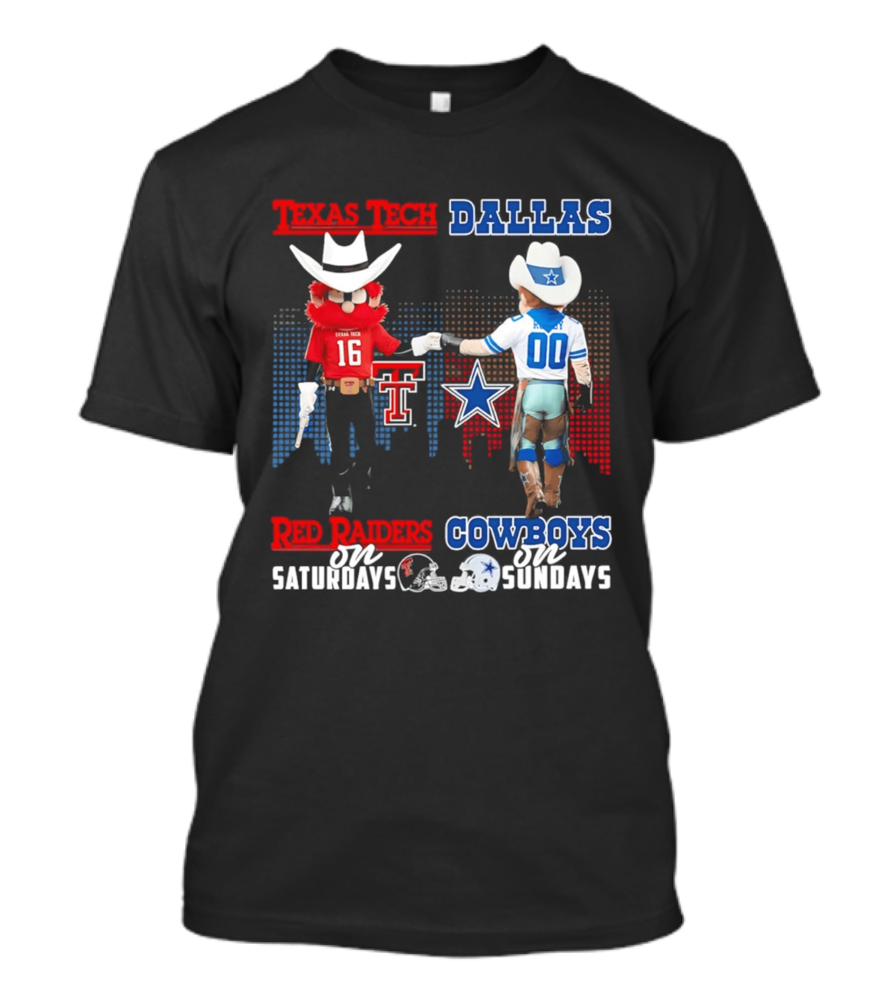 Texas Tech Red Raiders Saturdays Dallas Cowboys Sundays Skyline T-Shirt