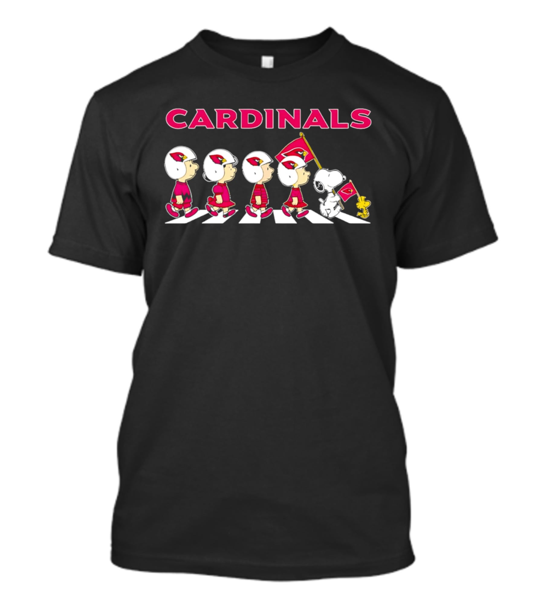 Peanuts X Arizona Cardinals Woodstock Snoopy Football Abbey Road Flag T-Shirt