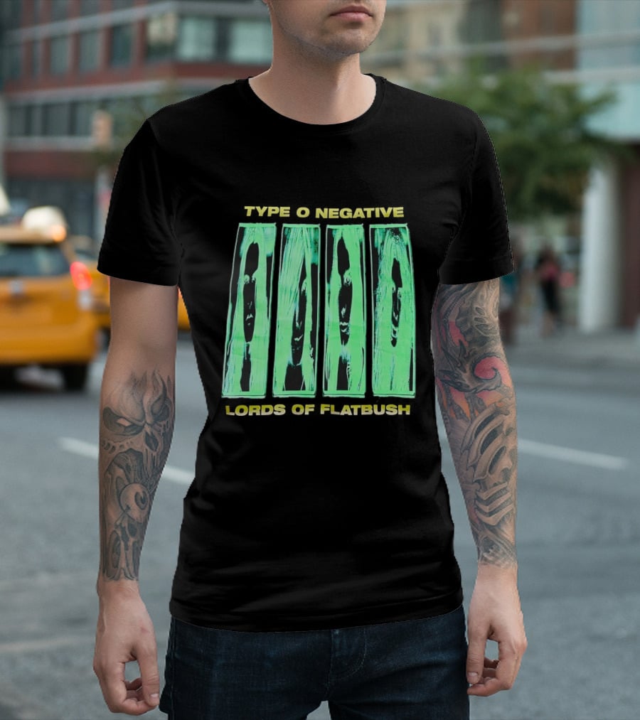 Type O Negative Lords Of Flatbush Distorted Woodgrain Faces T-Shirt