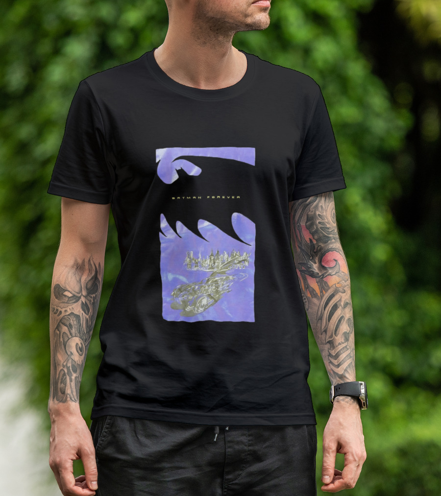 Photos Of A Batman Forever Gotham City Skyline Batmobile T-Shirt