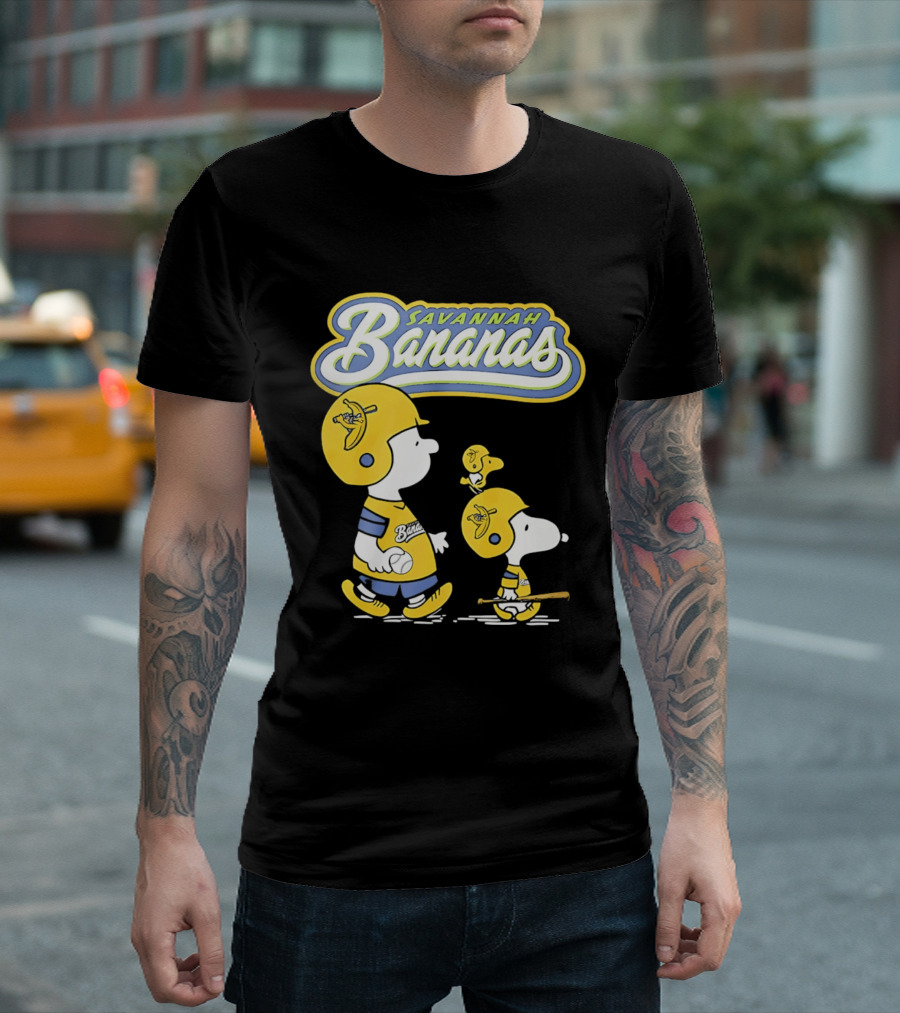 Savannah Bananas Snoopy Peanuts Baseball Player Helmet Bat T-Shirt