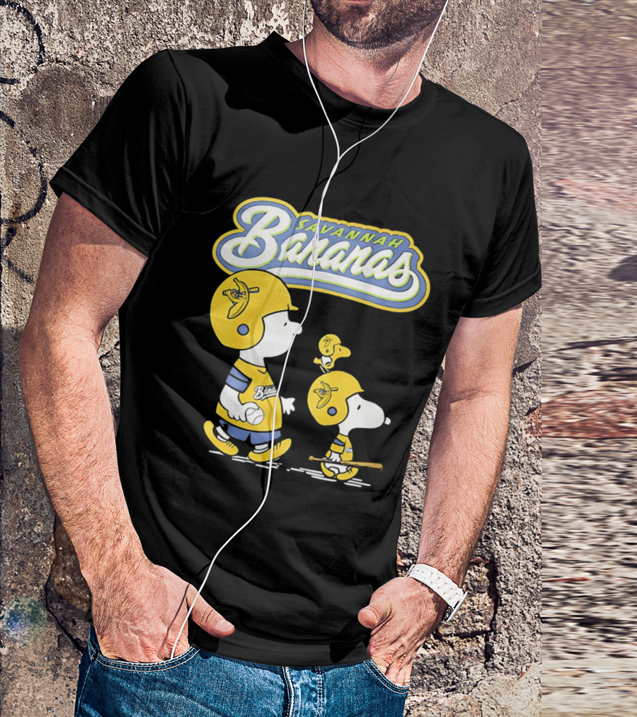 Savannah Bananas Snoopy Peanuts Baseball Player Helmet Bat T-Shirt
