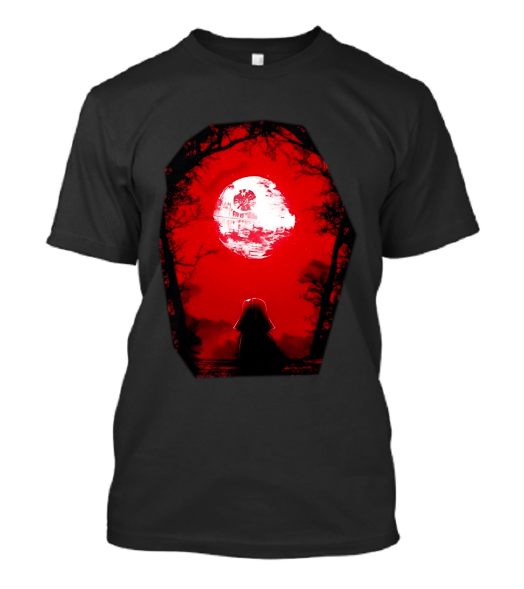 Darth Vader Blood Moon Dark Side Negative Forest Scene T-Shirt