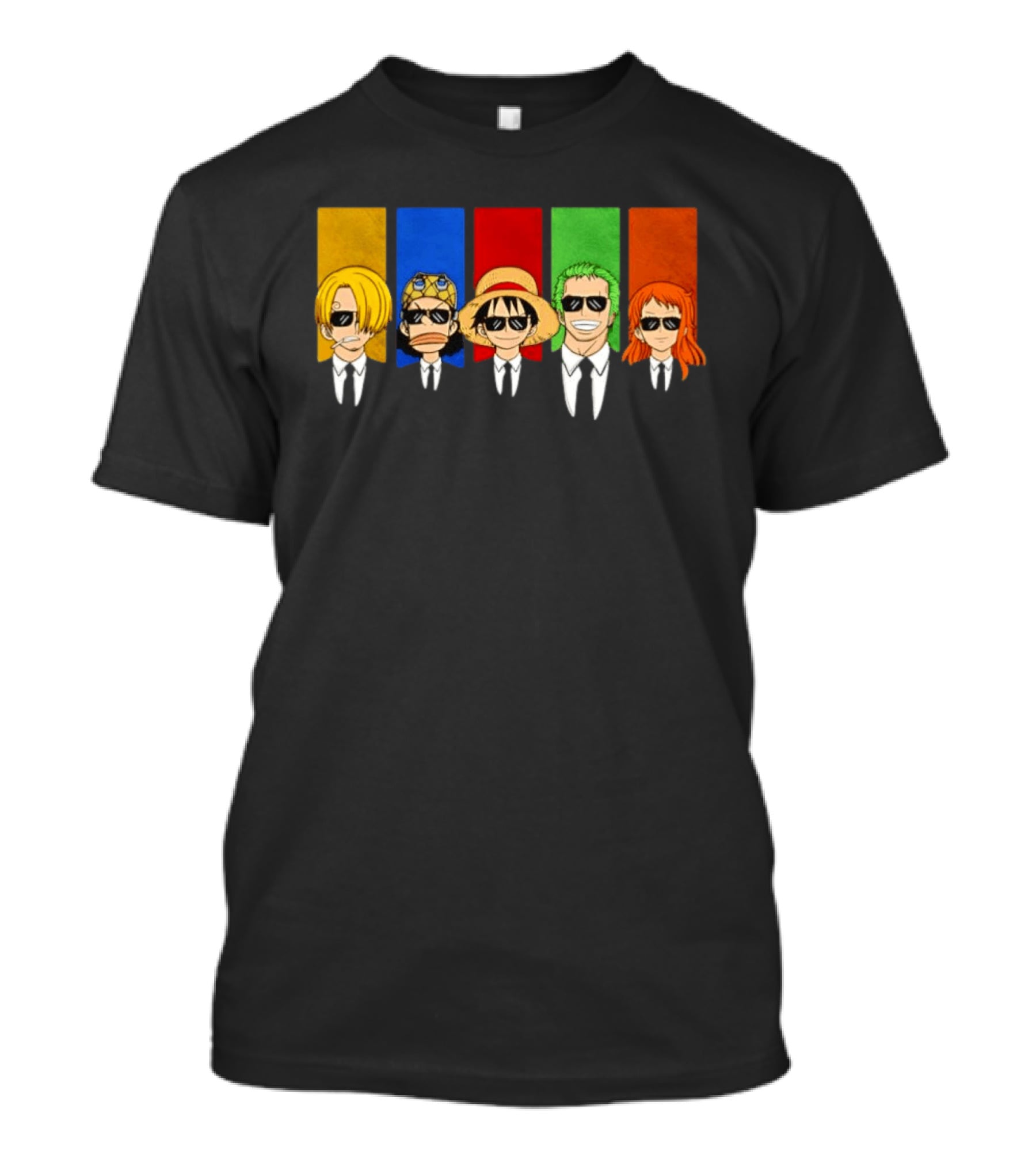 Reservoir Pirates One Piece Anime Characters Mashup Luffy Zoro Nami Sanji Usopp T-Shirt