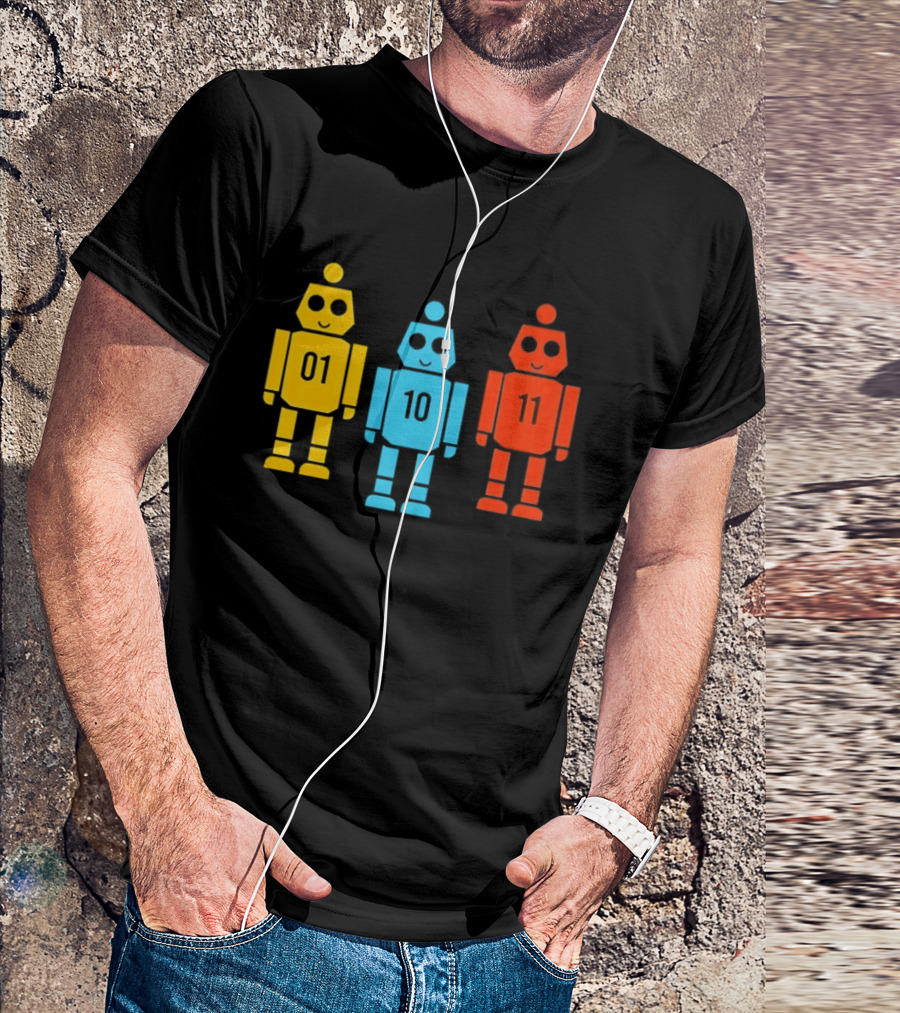 Robot 01 10 11 Trio Colorful Robot T-Shirt
