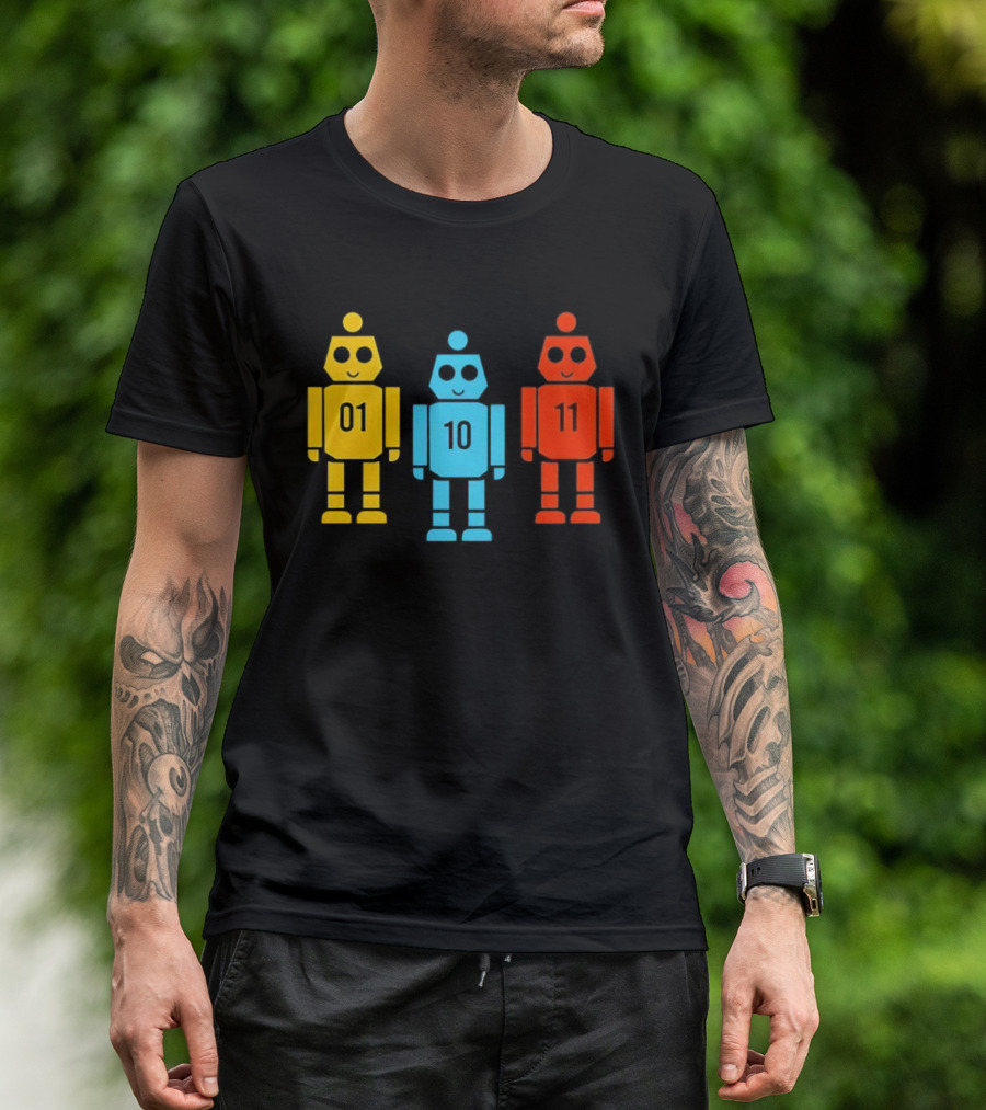 Robot 01 10 11 Trio Colorful Robot T-Shirt