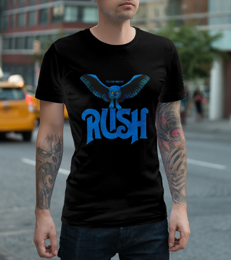 Rush Fly By Night Owl Album Art Iconic Rock Band T-Shirt