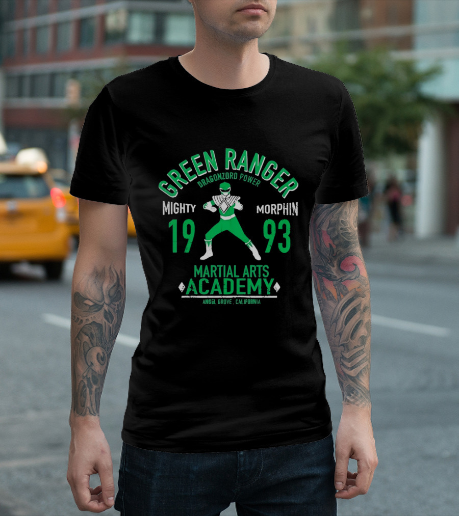 Green Ranger Dragonzord Power Mighty Morphin 1993 Martial Arts Academy Angel Grove California T-Shirt