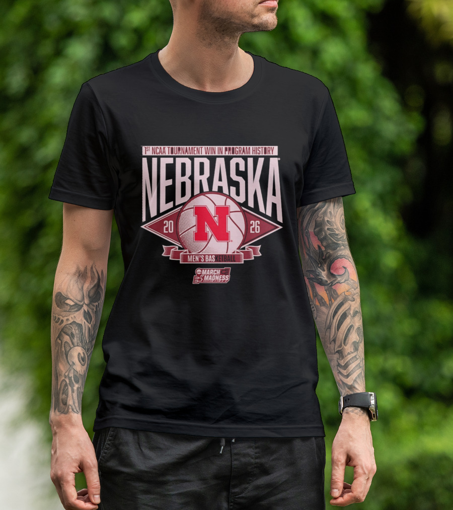 Nebraska 1st NCAA Tournament Win In Program History Men's Basketball March Madness 2026 T-Shirt