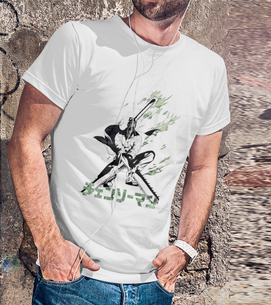 Chainsaw Man Katana Duel Anime Flames Japanese T-Shirt