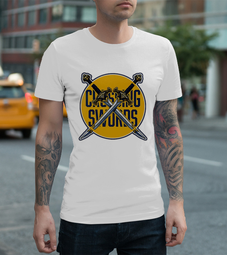 Crossing Swords Podcast Emblem Medieval Sword T-Shirt