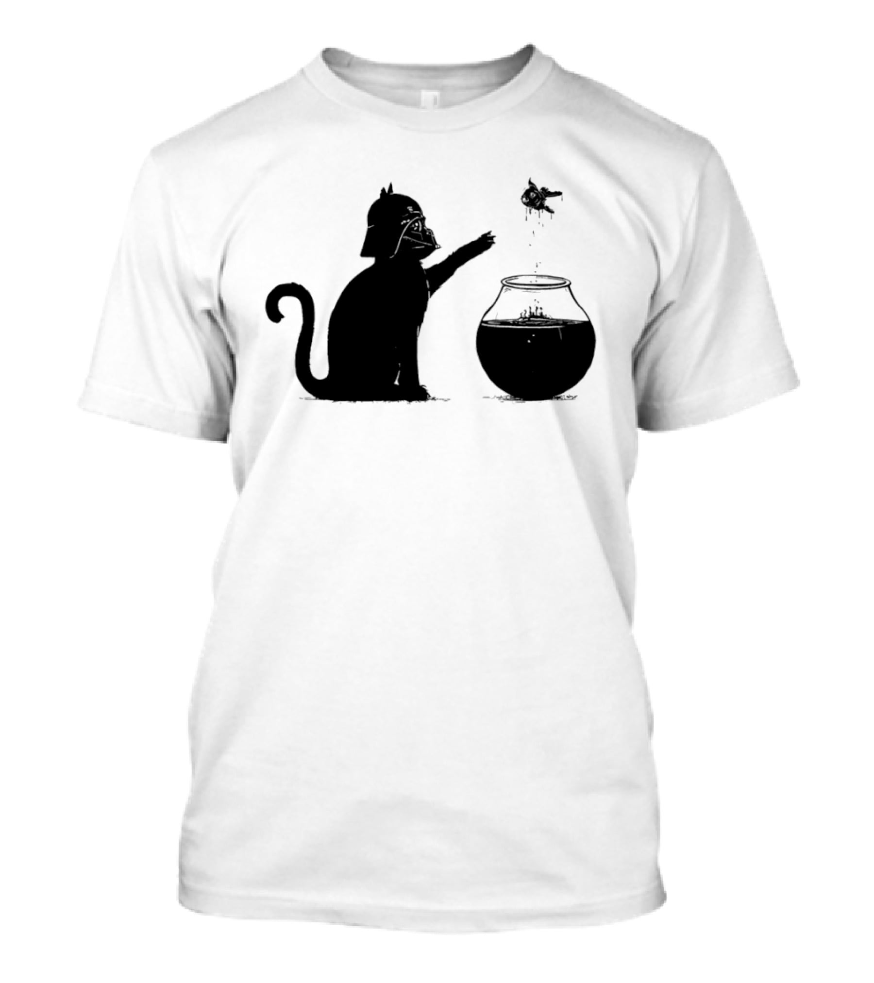 Darth Cat Uses Force On Fish Bowl Star Wars T-Shirt