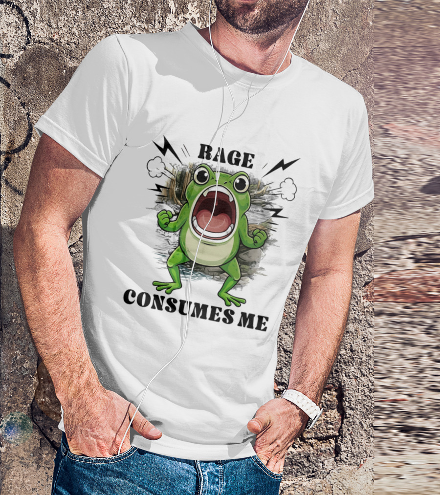 Rage Consumes Me Grumpy Frog Scream Meme T-Shirt