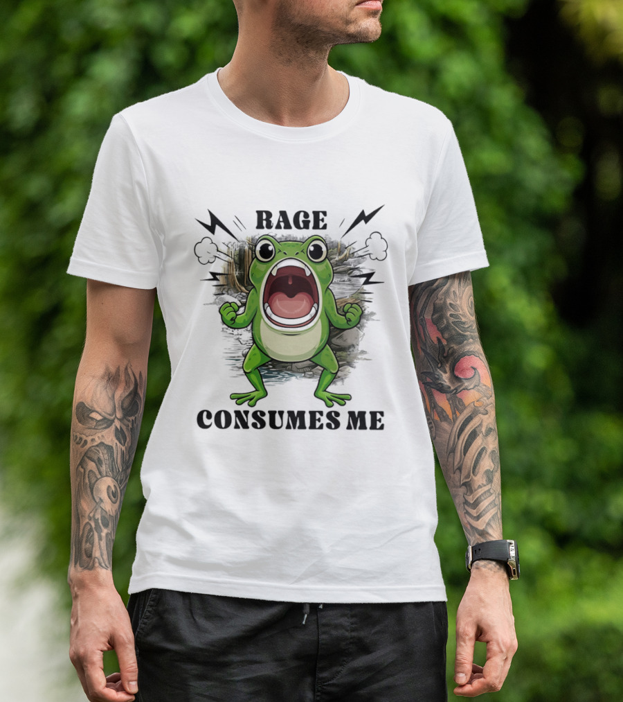 Rage Consumes Me Grumpy Frog Scream Meme T-Shirt