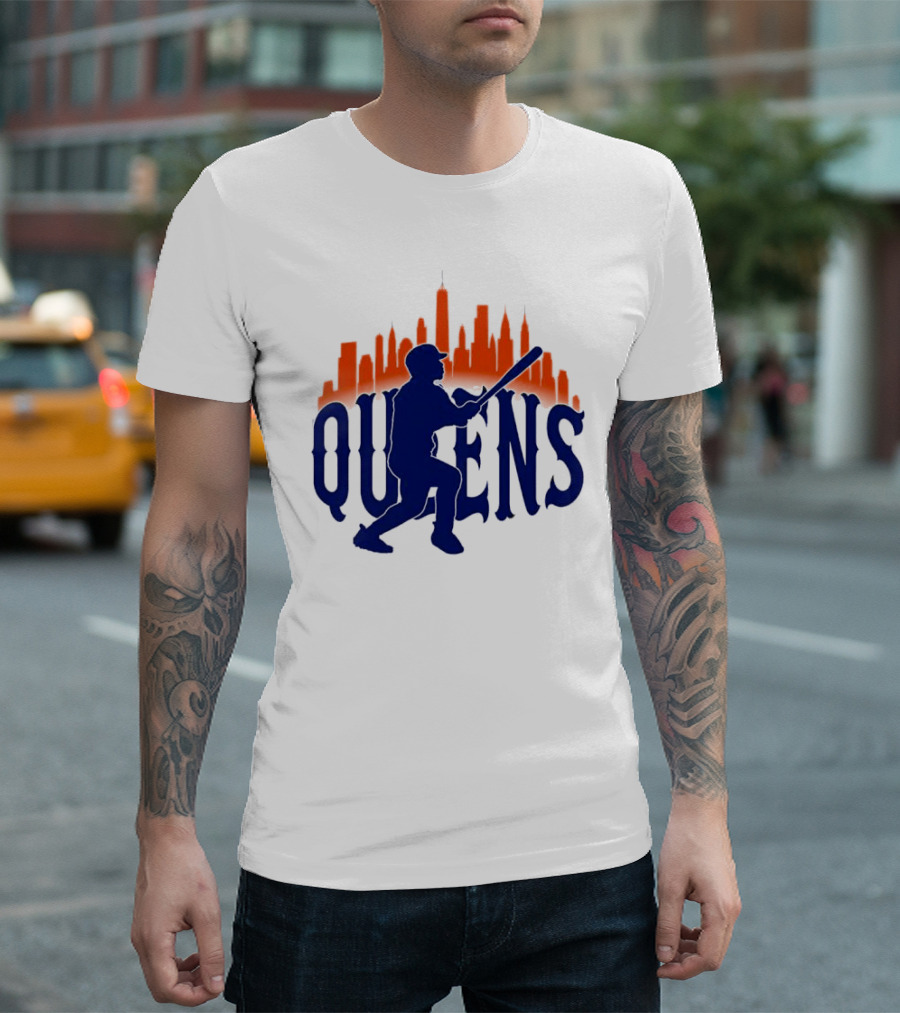 New York Mets Queens Baseball Skyline MLB T-Shirt