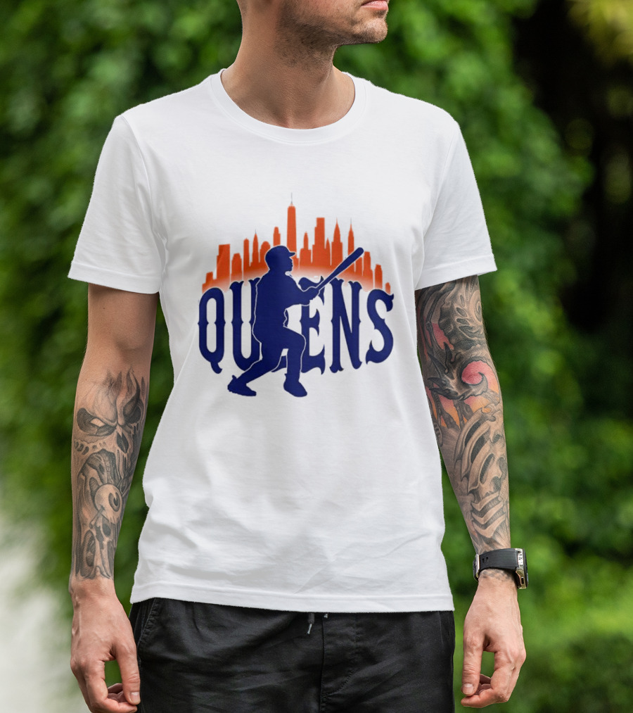 New York Mets Queens Baseball Skyline MLB T-Shirt