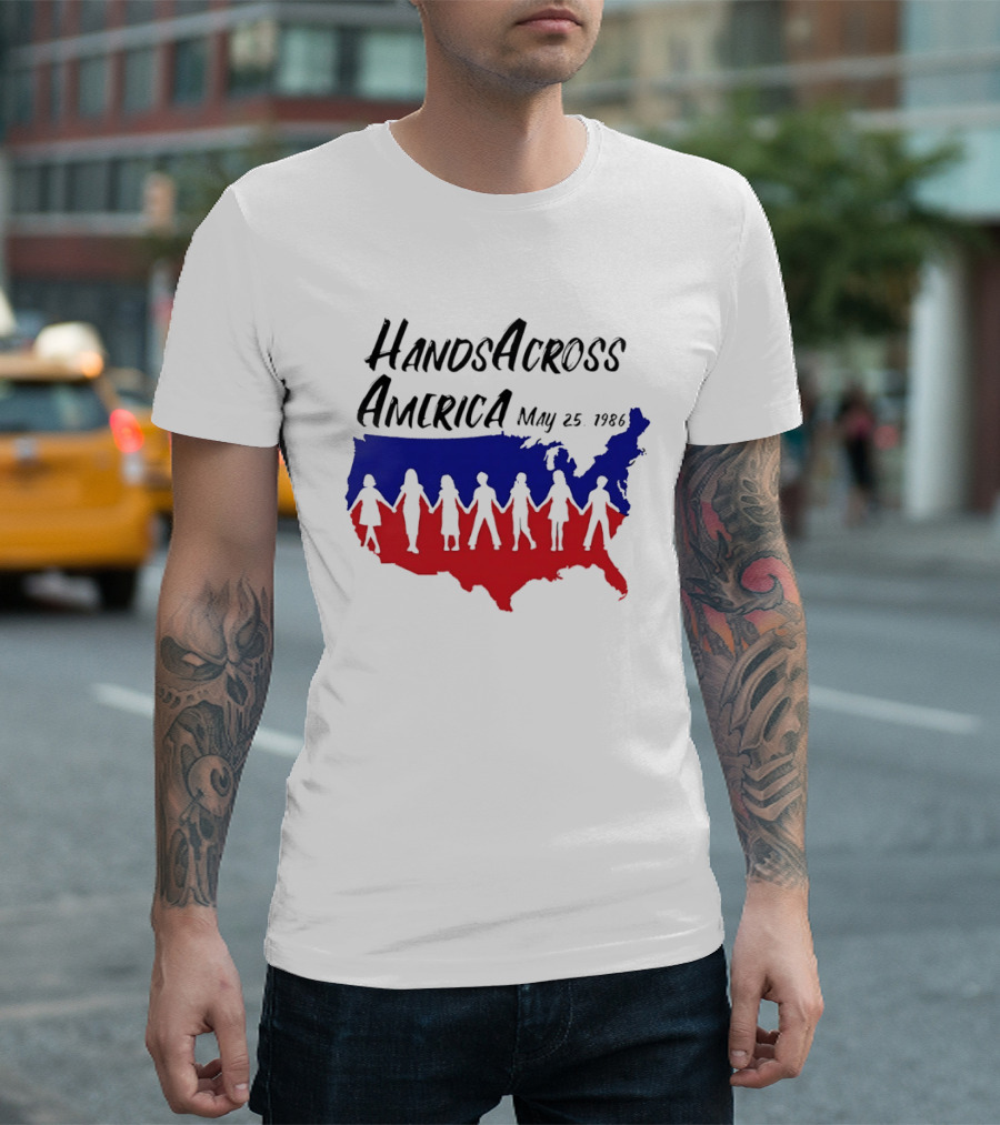Hands Across America May 25 1986 USA Map T-Shirt