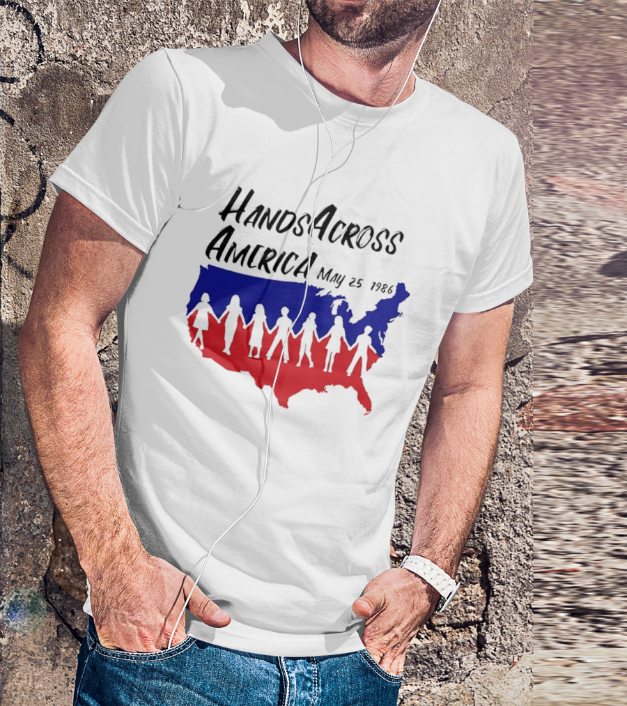 Hands Across America May 25 1986 USA Map T-Shirt