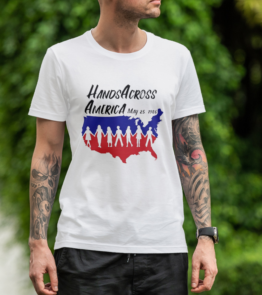 Hands Across America May 25 1986 USA Map T-Shirt