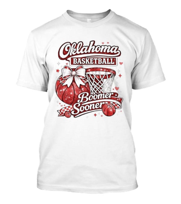 Oklahoma Basketball Boomer Sooner Holiday Bow Basketball Hoop T-Shirt