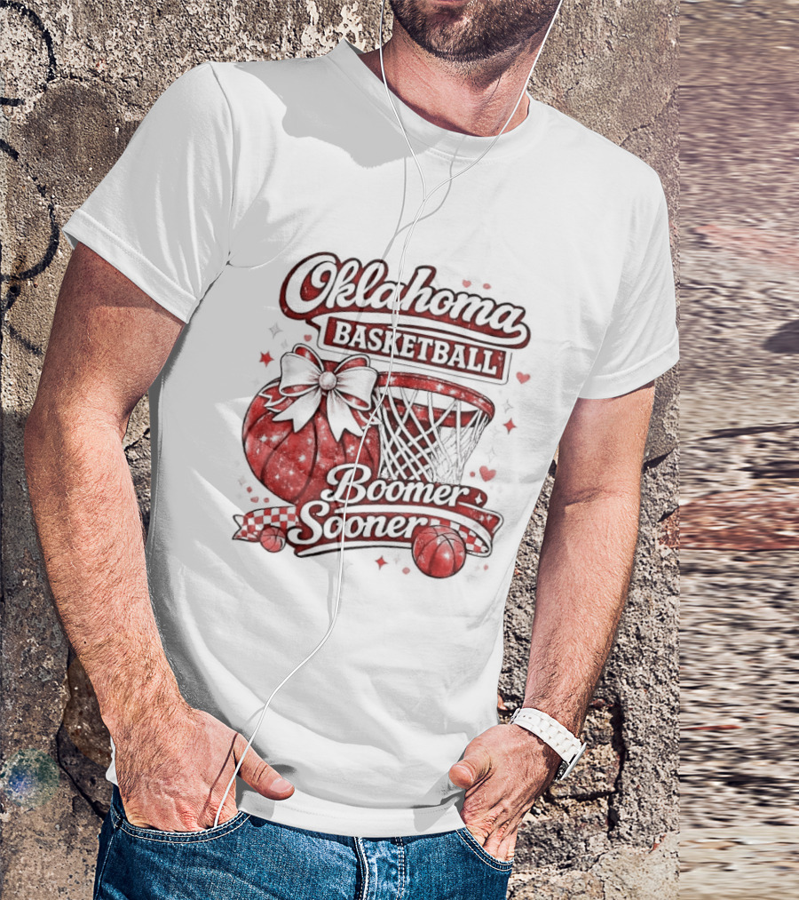 Oklahoma Basketball Boomer Sooner Holiday Bow Basketball Hoop T-Shirt