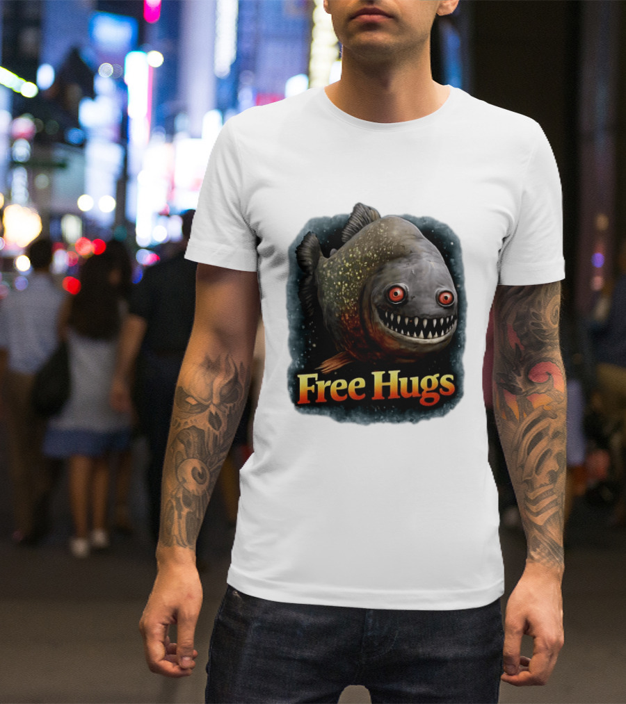 Piranha Free Hugs Creepy Fish Joke T-Shirt