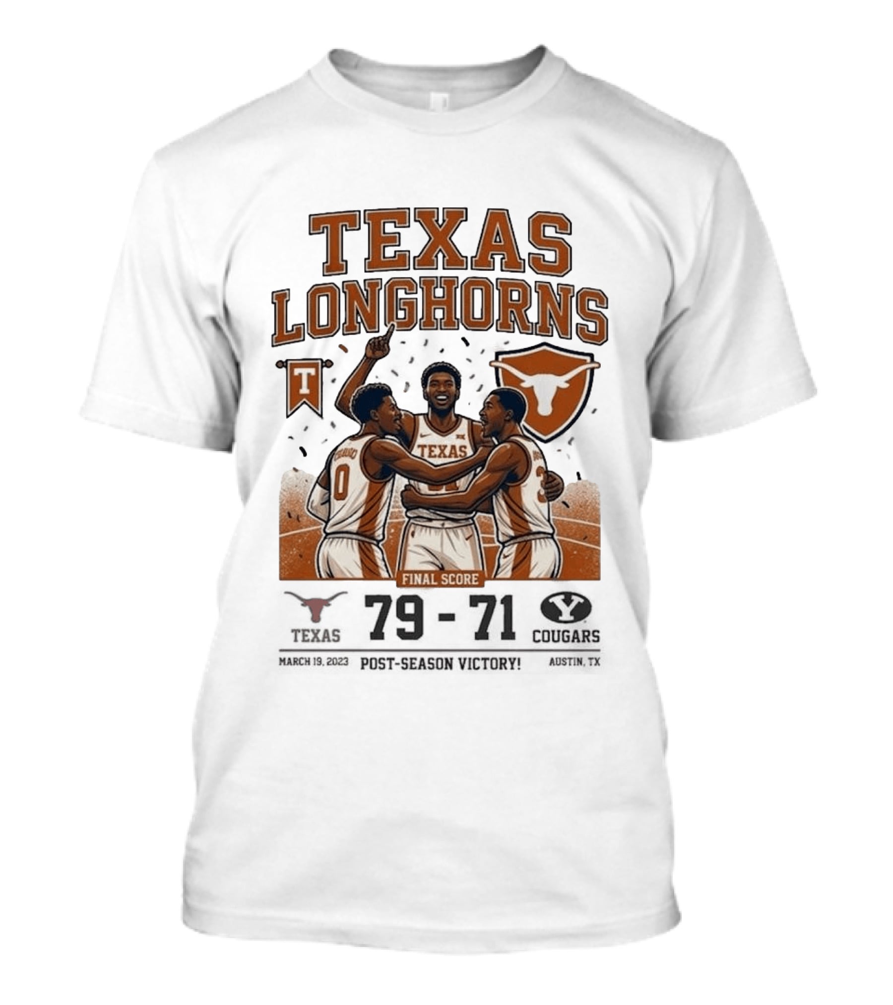 Texas Longhorns Basketball Triumph Over BYU Final Score Victory T-Shirt