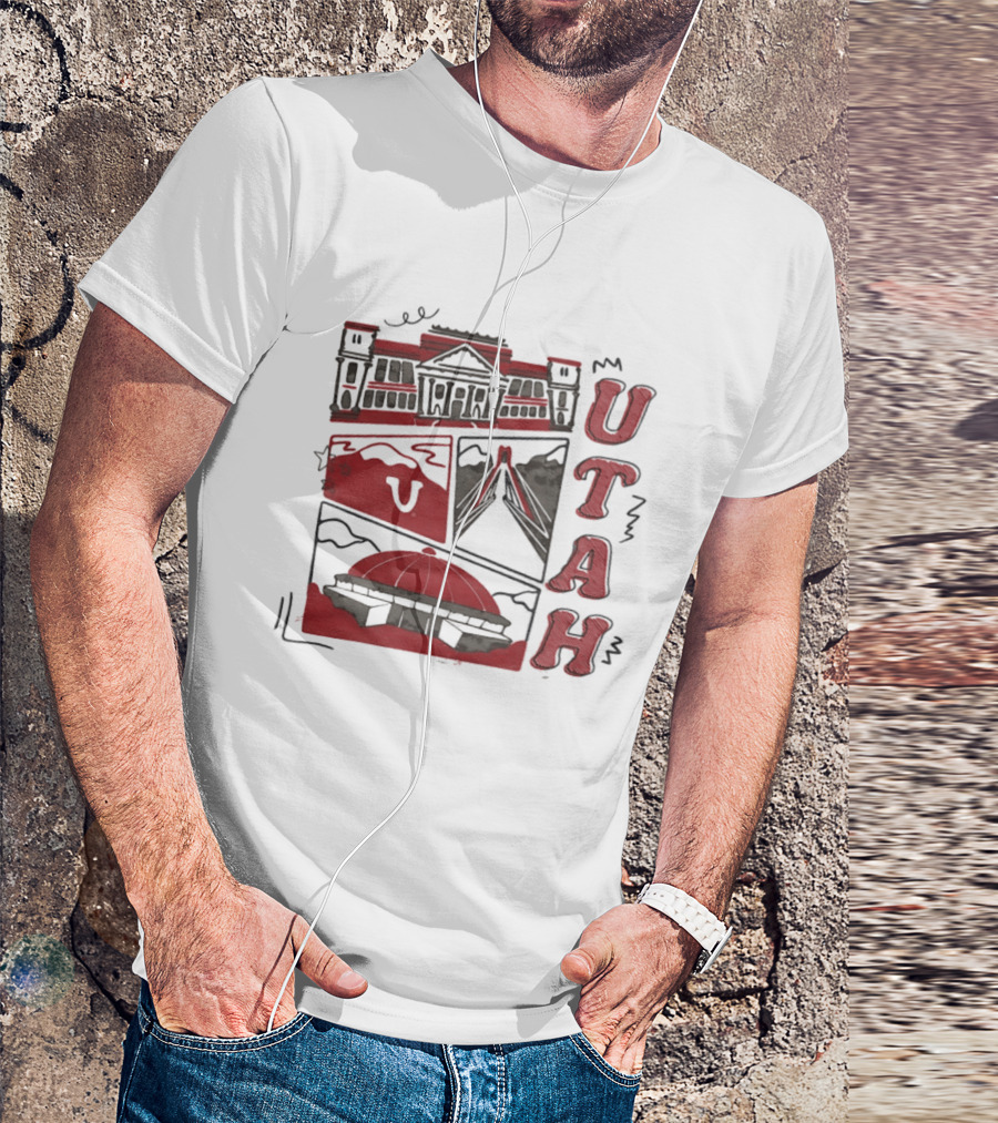 Utah Utes Campus Landmarks Huntsman Center Graphic Red T-Shirt