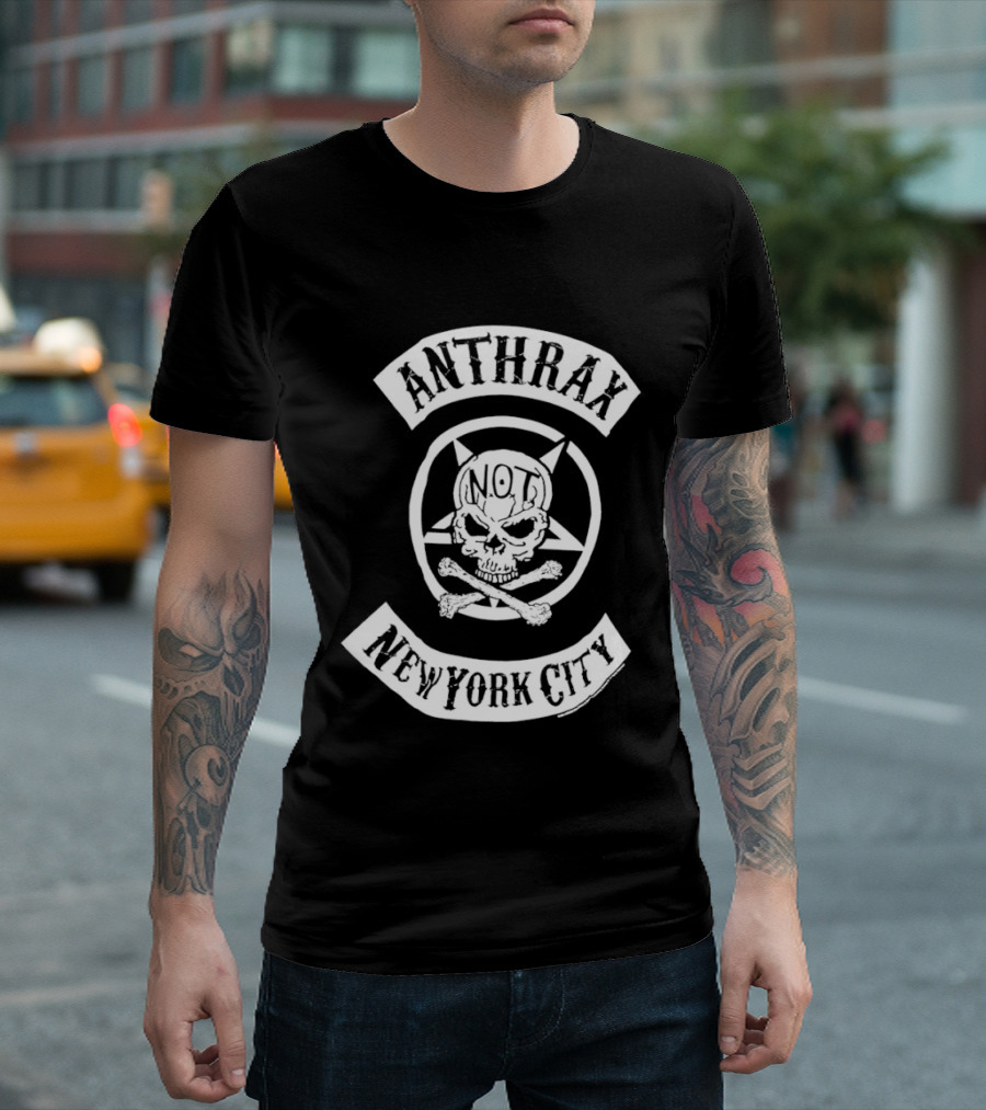 Anthrax Skull New York City NOT Logo Biker T-Shirt