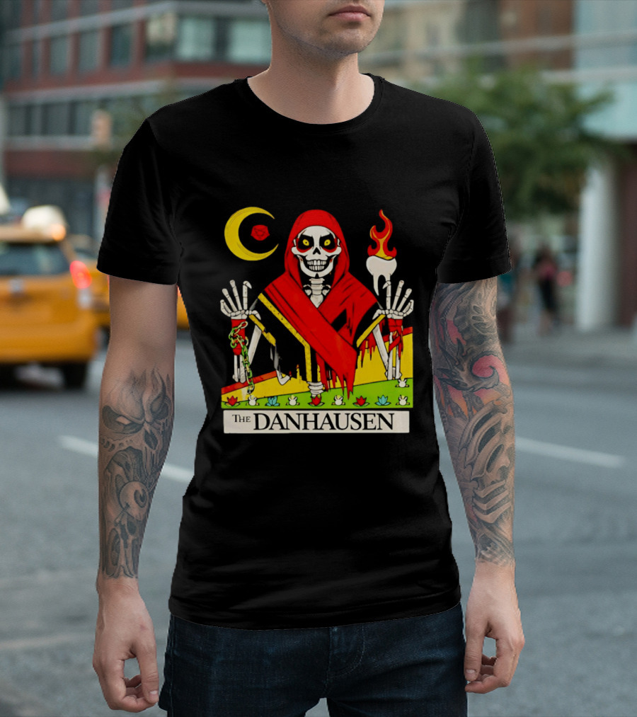 Skeleton In Red Outfit With Cursed WWE Tooth Danhausen T-Shirt
