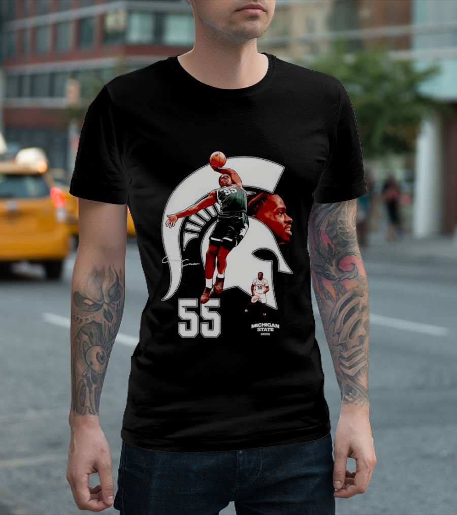 Coen Carr 55 Dunking Michigan State Spartan Basketball Player T-Shirt
