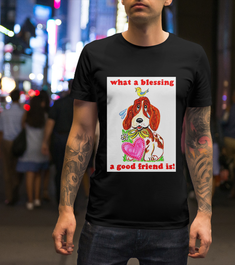 What A Blessing A Good Friend Is Dog And Bird Cartoon T-Shirt
