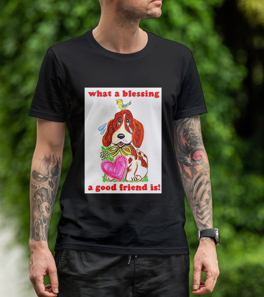 What A Blessing A Good Friend Is Dog And Bird Cartoon T-Shirt